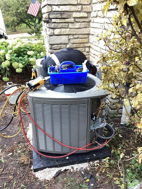 Completed full HVAC system installation including two high-efficiency furnaces, two air conditioning units, and one whole-home humidifier in accordance with permit requirements and coordinated with licensed electrician for electrical connections. All equipment properly mounted, vented with PVC piping, refrigerant lines connected and charged, condensate drainage systems installed, and units tested for proper operation and airflow.