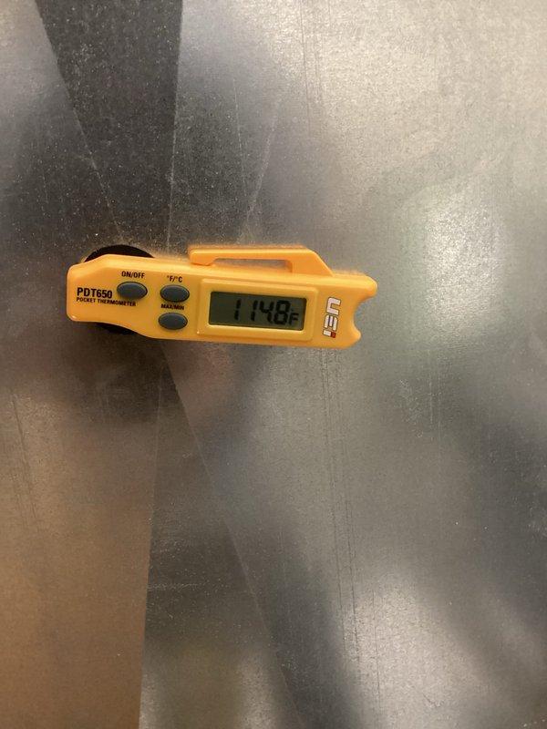 Completed furnace tune-up and replaced malfunctioning Pro 4000 thermostat. Verified system operation, measured supply air temperature at 174.86°F, and confirmed proper heating cycle. Inspected ductwork and mechanical components to ensure all systems functioning correctly.