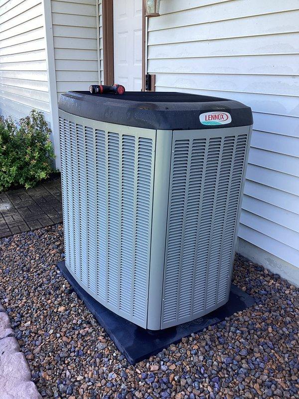 Completed comprehensive seasonal tune-up on Lennox split HVAC system, including indoor furnace unit and outdoor condensing unit. Performed full system inspection, tested all electrical components and controls, verified proper refrigerant levels at service ports, inspected ductwork connections, and confirmed both heating and cooling systems are operating within manufacturer specifications. All equipment found to be in good working condition with no deficiencies noted.