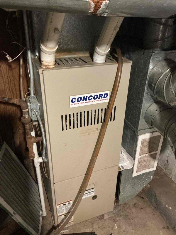 Responded to no-heat call on Concord furnace system. Upon arrival, performed diagnostic inspection of unit that would not initiate heating cycle. Conducted systematic troubleshooting of electrical components, blower motor assembly, and control systems. Identified and resolved issue preventing furnace ignition sequence. Verified proper operation of all safety controls and confirmed system restored to full heating functionality. Unit tested through complete heating cycle with satisfactory performance.