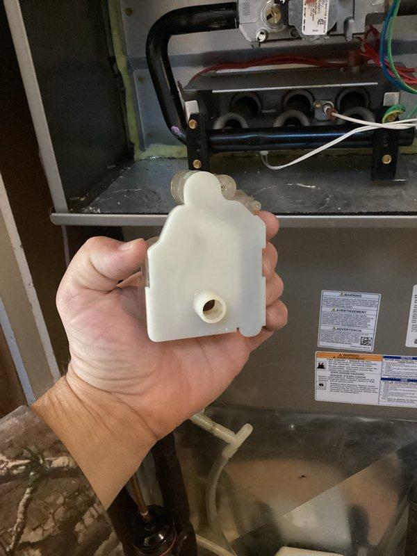 Completed preventive maintenance tune-up on 1-year-old furnace located in basement. Unit is operating properly with no reported issues or symptoms. Performed standard inspection procedures, verified manufacturer specifications and labeling, and inspected condensate trap assembly to ensure proper system function.