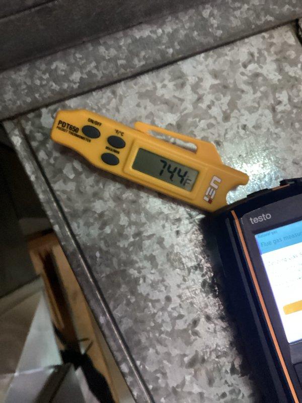 Completed comprehensive furnace tune-up including inspection of all major components, verification of electrical connections at Honeywell control switch, and temperature diagnostics using calibrated digital instrumentation. System tested and confirmed operating within normal parameters with supply air temperature reading 74°F at time of service.