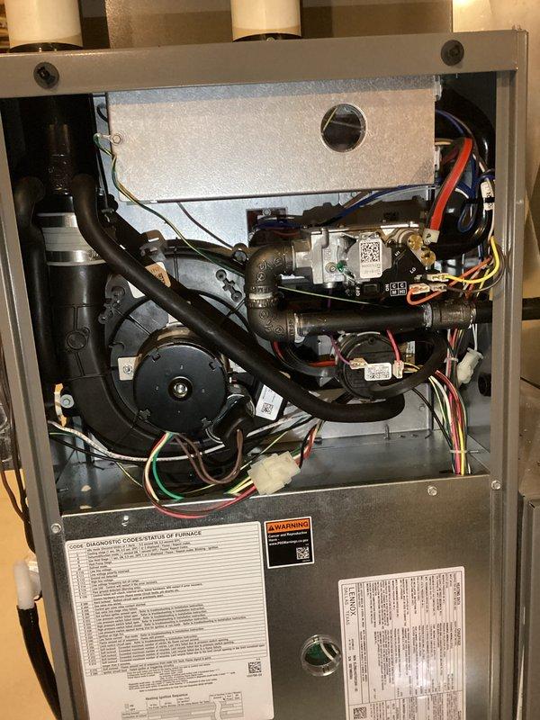 Completed furnace tune-up and maintenance inspection on residential gas heating system. Performed standard preventative maintenance procedures including visual inspection of heat exchanger, burner assembly, and blower motor components. Verified proper operation of gas valve, ignition system, and safety controls. Inspected internal wiring connections and electrical components for signs of wear or damage. Checked furnace cabinet and door seals for proper fit. Provided homeowner consultation regarding humidifier options and installation considerations for improved indoor air quality during heating season.