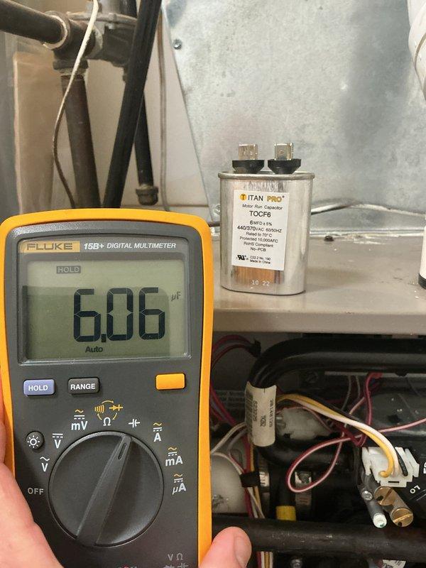 Completed first-time unit inspection and preventative maintenance tune-up for new condo resident. Performed comprehensive system diagnostics including capacitor testing, which measured 606 microfarads and confirmed proper operation. Verified ecobee smart thermostat functionality and confirmed accurate temperature control at 68°F setpoint.