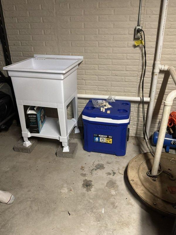 Completed installation of utility sink with full plumbing connections. Installed hot and cold water supply lines and connected drain line to existing plumbing system. Sink was properly leveled, secured, and tested for proper operation and leak-free connections.