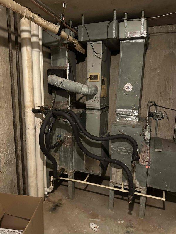 Conducted on-site assessment for air handler replacement located in hallway maintenance closet. Evaluated existing HVAC system configuration, documented current equipment conditions including ductwork connections and mechanical infrastructure, and prepared comprehensive replacement estimate for customer consideration.