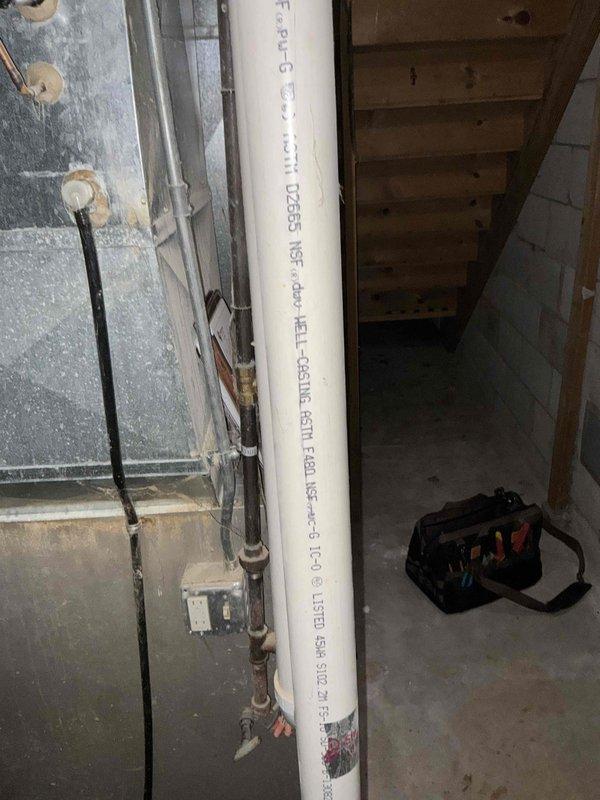 Completed on-site estimate for furnace replacement in basement mechanical room. Assessed existing furnace unit, ductwork configuration, PVC condensate drainage system, and surrounding installation space to provide comprehensive replacement recommendations for customer requesting expedited service.