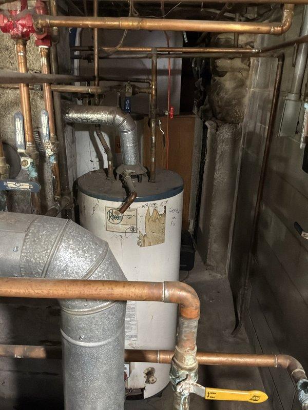 Provided estimate for water heater with pilot light failure due to defective thermocouple. Unit dating from 1983 showing significant age and wear, with recommendation for thermocouple replacement to restore proper pilot light operation.