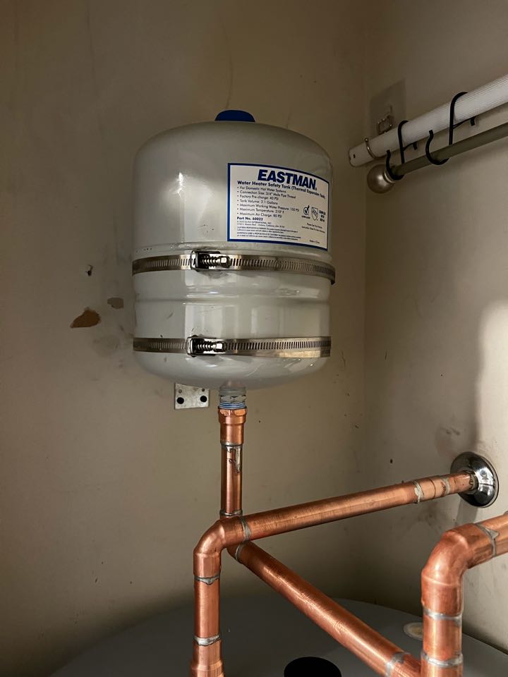 Re-piped water heater and added expansion tank in Annapolis, MD 