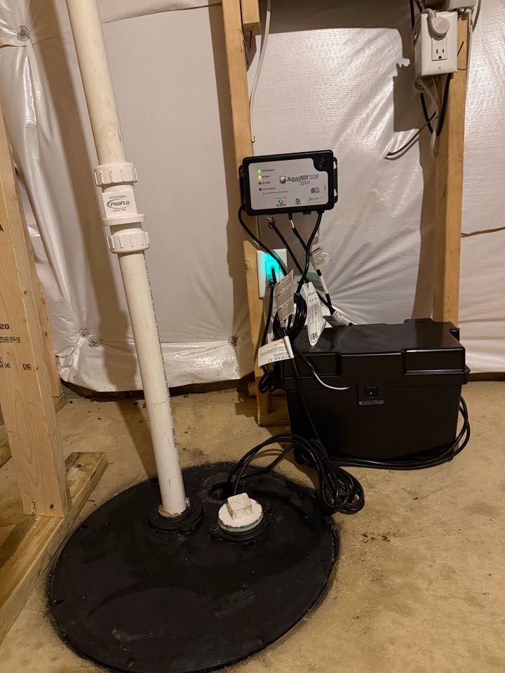 Installed a new sump pump and battery back up system in White Plains, MD 