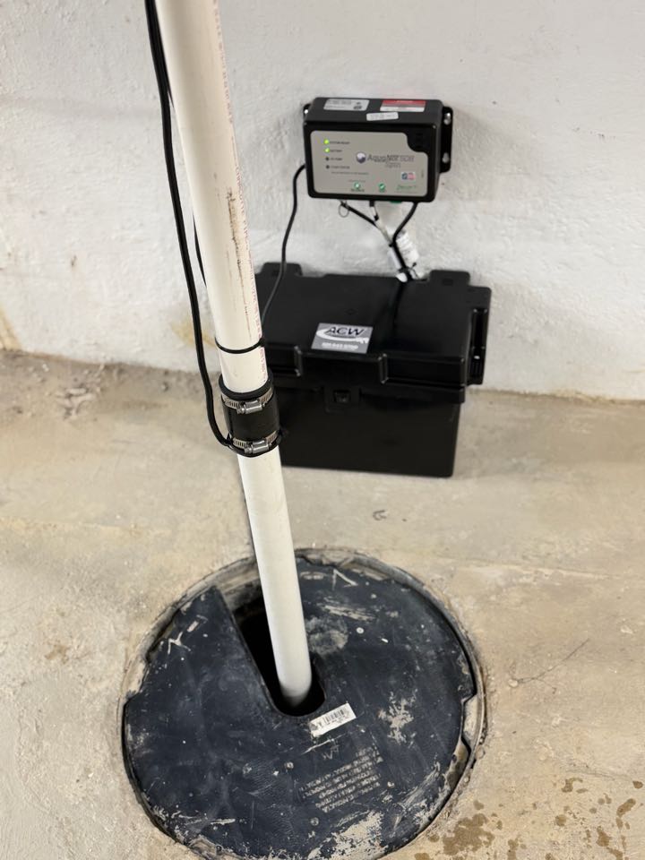 Installed a new sump pump and battery back up system in White Plains, MD 