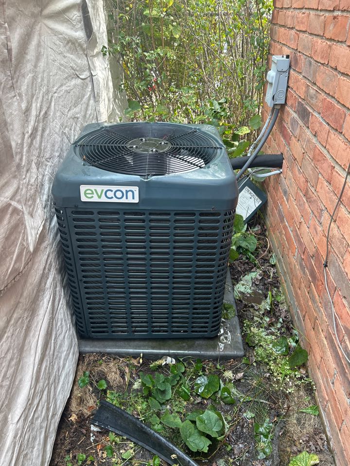 Performed evaluation on Evcon air conditioning system; found coil frozen due to dirty filter. Thawed coil and changed filter, all other components working as normal. 