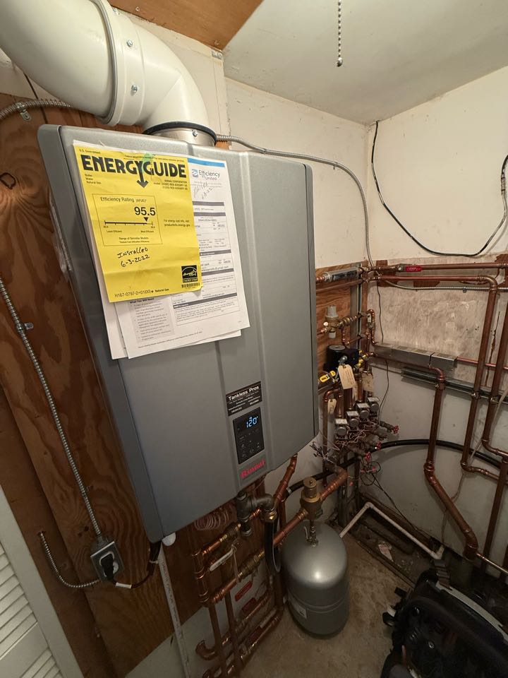 Performed boiler tune up and evaluation on a 3 year old Rinnai system; cleaned spark ignition and flame sensors, flushed drains, and verified boiler operations. 