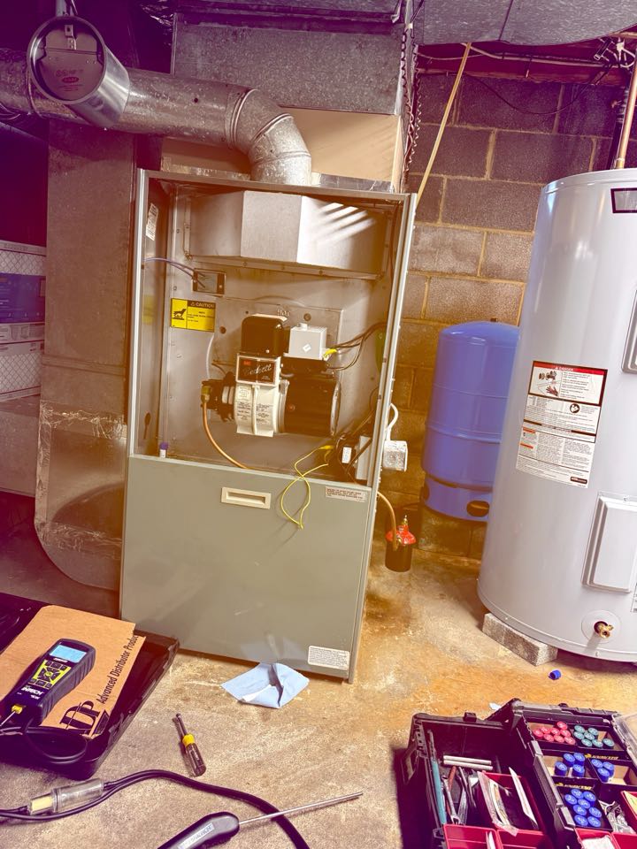 Winchester, VA - Oil burner maintenance call. Oil furnace maintenance call. Performed oil burner tuneup on Beckett. Performed oil furnace tuneup on Rheem. Replaced oil nozzle. Replaced oil filter cartridge. Cleaned and adjusted electrodes. Performed combustion analysis. Performed smoke test. Performed draft test. Winchester, VA - Oil burner maintenance call. Oil furnace maintenance call. Performed oil burner tuneup on Beckett. Performed oil furnace tuneup on Rheem. Replaced oil nozzle. Replaced oil filter cartridge. Cleaned and adjusted electrodes. Performed combustion analysis. Performed smoke test. Performed draft test.