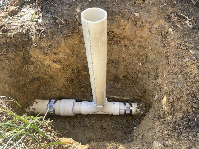 Pride Plumbing came out and replaced a broken and clogged two-way PVC cleanout with a new two-way PVC cleanout and PVC piping and fittings.