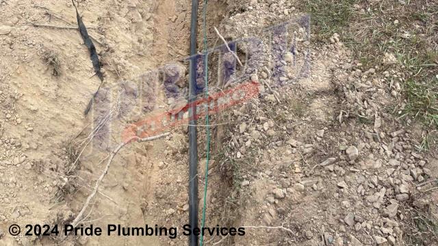 Pride Plumbing came out and installed a new black roll and PEX main water supply line from a well to a baptism pit (this included trenching in the new water line, installing tracer wire, connecting the new water line to the well and an existing outside yard hydrant at the baptism pit, installing a main water shut-off valve, and backfilling and tamping the ditch after the work is completed).