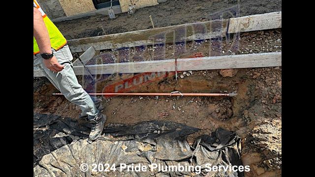 Pride Plumbing was called out for a water leak in the yard. We dug down and found a leak on a section of the copper outside main water supply line. We cut out the faulty section of pipe and repaired it with new copper piping and ProPress fittings.