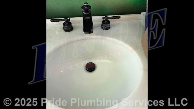 Pride Plumbing came out and performed the following work: 1) set a soaker tub in place; installed PEX water supply and PVC drain lines, routed them through the floor to accommodate the new tub, and tied them into the main water and drain lines underneath the home; installed a new faucet and connected the new water supply lines to it; connected the drain line to the soaker tub; and tested for leaks and proper operation; and 2) installed a new customer-supplied bathroom vanity and sink (this included cutting holes in the floor for the PVC drain and PEX water supply lines; tying the water supply and drain lines into their respective water and sewer mains under the home; installing a faucet and popup assembly; installing hot and cold supply stops underneath the sink; and installing hot and cold braided water supply lines to the faucet).