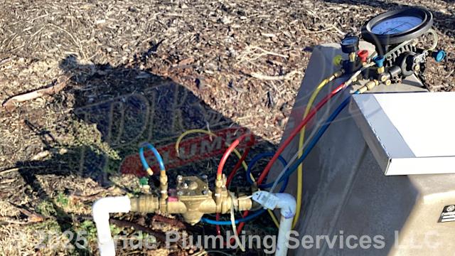 Pride Plumbing came out and inspected and tested two reduced pressure zone (RPZ) backflow assemblies - an Apollo RPLF4A inside the building and a Watts LF009M2QT outside in front of the building. We tested the backflows and they both passed inspection. Pride Plumbing filed the certification paperwork with the appropriate agencies.