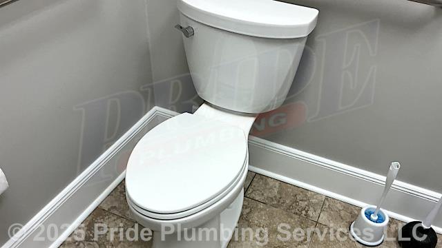 Pride Plumbing came out and replaced a toilet with a new customer supplied Kohler Cimarron 31658-0 model. This included draining and pulling the old toilet, inspecting and cleaning the flange, replacing the toilet bowl, toilet tank, tank to bowl gasket and bolts, seat, wax ring gasket, toilet bowl bolts, toilet bowl bolt washers, toilet bowl bolt caps, and above-floor stainless steel braided water supply line. Once installed, we tested for leaks and proper operation with no issues.