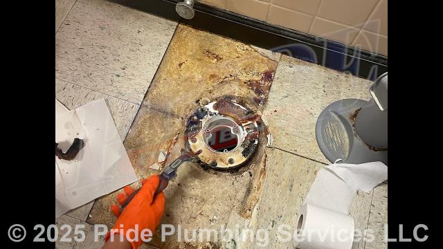 Pride Plumbing was called out to remove two Briggs toilets so that new flooring could be put down. We drained both toilets, disconnected their braided stainless-steel water supply lines, pulled them, cleaned the wax off the flanges and stuffed rags down into them to prevent sewer gases from escaping into the building, and set the toilets inside another room.