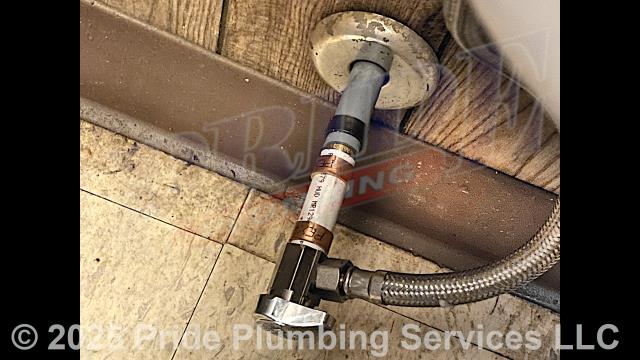 Pride Plumbing was called out for two Mansfield toilet bowls leaking at their bases and not flushing properly. We pulled both toilets, cleaned and inspected their flanges, replaced their wax ring gaskets, reset the toilets, replaced their toilet bowl bolts and caps, the toilet tanks’ water supply stops and above-floor braided stainless steel water supply lines, and tested for leaks and proper operation. We replaced the fill valves in both toilet tanks and the flapper in one of them. We provided cost estimates to replace both toilets with new Gerber Viper models. This would include draining and pulling the old toilets, inspecting/cleaning/replacing the flanges, replacing the toilet bowls, toilet tanks, tank to bowl gaskets and bolts, seats, wax ring gaskets, toilet bowl bolts, toilet bowl bolt washers, toilet bowl bolt caps, and above-floor stainless steel braided water supply lines.