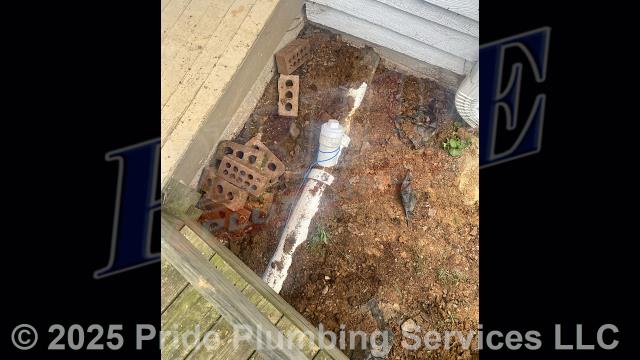 Pride Plumbing came out and performed the following work: 1) repiped and replaced the cast iron drain lines in the basement, going to the fixtures in the kitchen (sink and dishwasher), the washing machine (installing a new washer box), and one bathroom (sink, toilet, and bathtub/shower), with new PVC piping; installing new fittings and supports under the house for each fixture; and 2) trenched a ditch from the town sewer tap to the home to expose and replace the main outside sewer septic drain line with new PVC piping and fittings along with installing proper cleanouts and fittings per code.