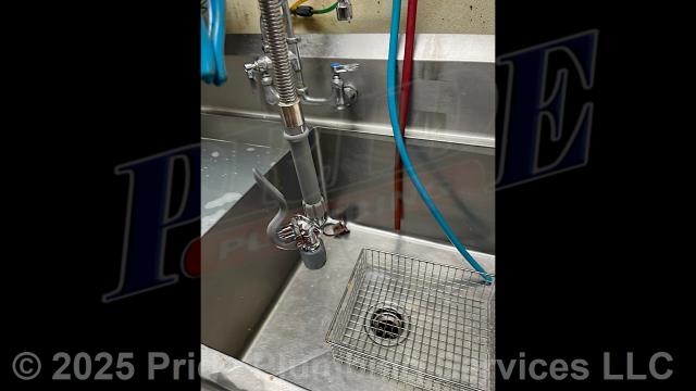 Pride Plumbing came out and performed the following work: 1) replaced the pre-rinse sprayer on a T&S kitchen sink faucet; 2) replaced the aerators on three handwash sinks and two bathroom sinks; 3) replaced the Sloan diaphragms on three commercial toilets and two urinals; and 4) installed a new Budderfly flange inside a Neptune water pump.