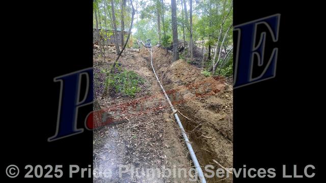 Pride Plumbing came out and used an excavator to install the PVC piping and wiring going to a previously installed E/One sewage pump so that it could be hooked up by an electrician.