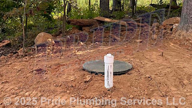Pride Plumbing came out and performed the following work: 1) dug a new ditch for a new sewer line from the house to a location in the yard; 2) installed new tracer wire, 4-inch PVC piping and fittings, and 2-way cleanouts in the new sewer line ditch; 3) dug a 9'x9' hole at the end of the ditch in the yard, installed a new E/One sewage pump system along with gravel as a base layer; 4) installed 1-yard of concrete around the pump's basin after its tank had been inspected and approved; 5) left the ditch open for an electrical contractor to install the wiring for the new pump; 6) dug another ditch from the new E/One pump system to the town's sewer tap and hooked up to the town sewer tap using pressure pipe and fittings; 7) tested the new pump and drain lines for working order; 8) backfilled the ditches after the work had been inspected and approved; and 9) spread grass seed and straw after the work was completed.