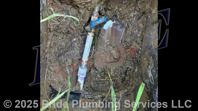 Pride Plumbing was called out for a water leak in the yard at a water meter. We found the leak on a PVC to PEX transition fitting. We cut out the leaking fitting and a short section of pipe and repaired them with a new PVC transition fitting and PEX piping and fittings.