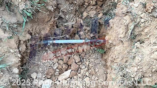 Pride Plumbing was called out for a water leak in the yard. We dug down and found a leak on a section of the black roll outside main water supply line. We cut out the faulty section of pipe and repaired it with new PEX piping and fittings. We also provided a cost estimate to repipe and replace the water supply lines under the house in the crawlspace, going to the fixtures in the kitchen and one bathroom, and at the washing machine and water heater, with new PEX piping and fittings.