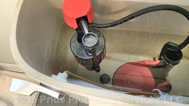 Pride Plumbing was called out for a broken toilet handle on a Gerber toilet. During our inspection, we also found that the toilet tank's water fill valve needed to be replaced. We replaced the toilet's water fill valve, handle, flapper, and braided stainless steel water supply line. We tested the toilet for leaks and proper operation with no further issues. The customer also signed up for our Membership Plan annual plumbing inspection. Pride Plumbing's Membership Plan is our $19.95 per month plumbing maintenance discount program. Find out more at https://www.callprideplumbing.com/membership-plan.