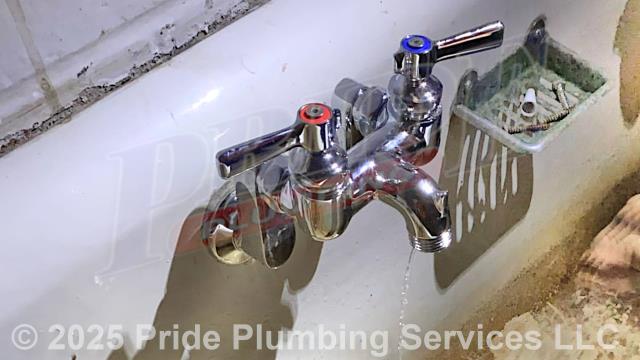 Pride Plumbing came out and replaced a handwash sink's faucet with a new T&S faucet along with connecting its hot and cold water supply lines.