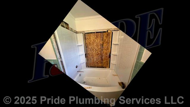 Pride Plumbing came out and performed the following work: 1) installed a new customer-supplied toilet (this included cutting holes in the floor for the PVC drain and PEX water supply lines; installing the toilet bowl’s flange and wax ring gasket; the toilet bowl, tank and gaskets, and seat; tying new PEX water supply and PVC drain lines into their respective water and sewer mains under the home; mounting the toilet with new toilet bowl bolts, washers, and caps; installing a PEX pipe with a water supply stop up through the floor behind the toilet and adding a pipe escutcheon; and installing a toilet tank braided water supply line); 2) installed a new bathroom vanity, faucet, and sink; 3) removed an existing bathtub/shower and replaced it with a new 4-piece bathtub/shower unit along with installing a new Delta shower faucet valve with trim; and 4) made all the appropriate drain and water supply line connections underneath the home for each fixture. Pride Plumbing came out and performed the following work: 1) installed a new customer-supplied toilet (this included cutting holes in the floor for the PVC drain and PEX water supply lines; installing the toilet bowl’s flange and wax ring gasket; the toilet bowl, tank and gaskets, and seat; tying new PEX water supply and PVC drain lines into their respective water and sewer mains under the home; mounting the toilet with new toilet bowl bolts, washers, and caps; installing a PEX pipe with a water supply stop up through the floor behind the toilet and adding a pipe escutcheon; and installing a toilet tank braided water supply line); 2) installed a new bathroom vanity, faucet, and sink; 3) removed an existing bathtub/shower and replaced it with a new 4-piece bathtub/shower unit along with installing a new Delta shower faucet valve with trim; and 4) made all the appropriate drain and water supply line connections underneath the home for each fixture.