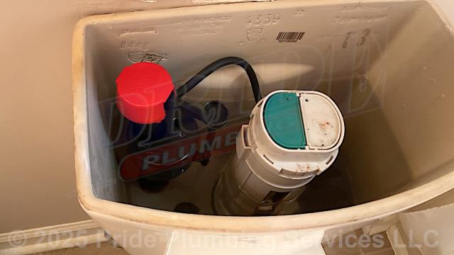 Rockingham, NC - Pride Plumbing was called out for an American Standard toilet tank that would run constantly and not fill. Our inspection determined that the tank’s water fill valve was malfunctioning. After shutting off the water, we drained the water from the tank, replaced the water fill valve with a new Fluidmaster PRO45B model along with its above floor braided stainless steel water supply line. Then we turned the water back on, filled the tank, and tested for leaks and proper operation with no issues. Rockingham, NC - Pride Plumbing was called out for an American Standard toilet tank that would run constantly and not fill. Our inspection determined that the tank’s water fill valve was malfunctioning. After shutting off the water, we drained the water from the tank, replaced the water fill valve with a new Fluidmaster PRO45B model along with its above floor braided stainless steel water supply line. Then we turned the water back on, filled the tank, and tested for leaks and proper operation with no issues.