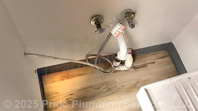 Pride Plumbing was called out to reinstall three commercial toilets (two Crane models and one Eljer model) that had been removed and set aside so that new flooring could be put down. After installing three Jones Stephens C88001 flange extension kits to get the flanges up to the height of the new flooring and installing new wax ring gaskets and toilet bowl bolts, we reset them. Then we reinstalled their toilet bowl bolt caps, used Sloan R1003A rebuild kits and replaced the vacuum breakers in all three toilets' Sloan flush valves, and replaced the closet spud in one of them. We turned the water back on and tested for leaks and proper operation with no issues. While we were there, we reconnected the water supply and drain lines to a utility sink.