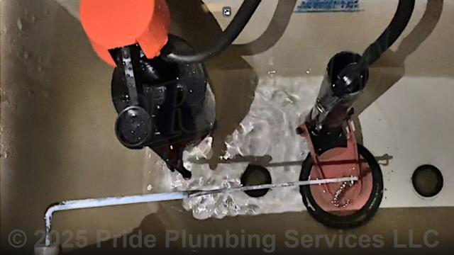 Pride Plumbing was called out for a Gerber toilet tank that would run constantly and not fill. Our inspection determined that the tank’s water fill valve was malfunctioning. After shutting off the water, we drained the water from the tank, replaced the water fill valve with a new Fluidmaster PRO45B model along with its above floor braided stainless steel water supply line. Then we turned the water back on, filled the tank, and tested for leaks and proper operation with no issues.