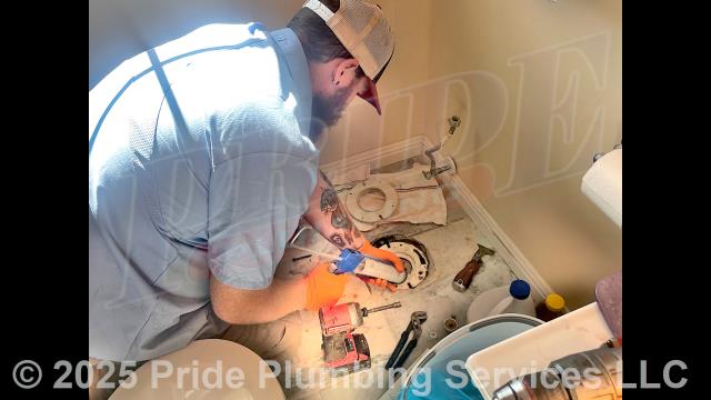 Pride Plumbing was called out for a water leak at the base of a Toto toilet. When we pulled the toilet, we discovered that the flange was loose, and that the flange spacers weren't fastened nor had silicone applied to them. We tightened down the flange and installed a new BruCo CF300 closet flange extension kit and applied silicone to the spacers. We reset the toilet with new toilet bolts and two new wax ring gaskets and tested for leaks with no further issues.