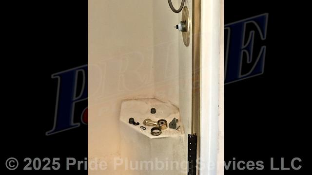 Pride Plumbing was called out for a leaking Delta bathtub/shower faucet valve. Our inspection determined that the faucet valve's dual-function cartridge was bad. We replaced it with a new Delta RP46463 dual-function cartridge and corrected the issue. We also provided a cost estimate to replace the faucet valve with a new Delta model with chrome trim. This would include cutting an access in the shower wall and replacing the valve along with short sections of its hot- and cold-water supply line with new PEX piping and fittings.