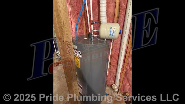 Pride Plumbing came out and repiped and replaced the water supply lines under the house in the basement, going to the fixtures in the kitchen, one bathroom, the washing machine, and the water heater, with new PEX piping and fittings. We also installed a new 50-gallon electric Bradford White water heater. We installed the water heater, thermal expansion tank, ball water shut-off valves, PEX and stainless-steel water supply lines to the water heater connectors, a new brass drain valve, and wired up the electrical connections to the new water heater. Then we bled the air out of the water lines, ensured that the unit’s temperature and pressure (T&P) relief valve was properly vented, and set the unit to its appropriate operating temperature.