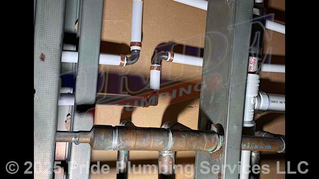 Pride Plumbing came out and ran PEX water supply lines for all the building's bathrooms (toilets, urinals, and sinks) and for a sink in a mechanical room. We also tied-in several PVC vent lines for the bathrooms and the mechanical room.