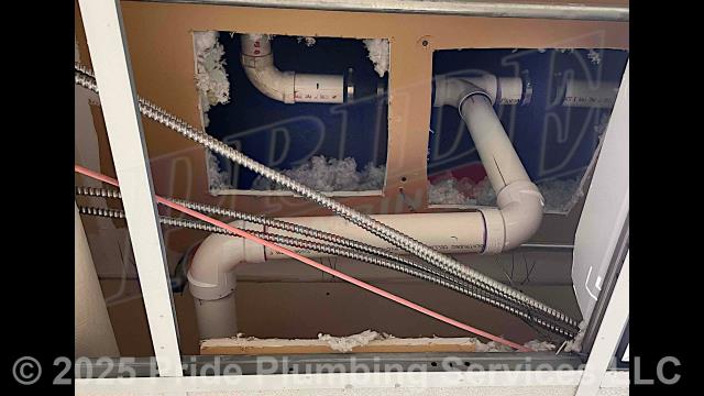 Pride Plumbing came out and ran PEX water supply lines for all the building's bathrooms (toilets, urinals, and sinks) and for a sink in a mechanical room. We also tied-in several PVC vent lines for the bathrooms and the mechanical room.