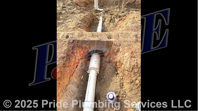 Pride Plumbing came out and installed the drain-waste-vent (DWV) underslab sanitary plumbing system.