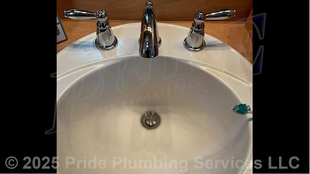 Pride Plumbing was called out for a water leak underneath a bathroom sink. Our inspection found that the leak was coming from the sink’s two-handle widespread faucet. We replaced the faucet with a new customer-supplied Moen two-handle widespread model along with its hot and cold braided stainless-steel water supply lines. We tested for leaks and proper operation of the faucet with no further issues.