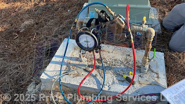 Pride Plumbing came out to inspect and test an Apollo RPLF4A reduced pressure zone (RPZ) backflow assembly. We inspected and tested the backflow, and it passed. Pride Plumbing then filed the appropriate certification paperwork with BSI and Moore County.