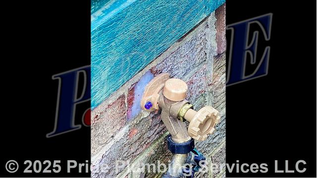 Pride Plumbing was called out for a leaking outside hose bib spigot. After cutting an access hole in a sheetrock wall, we replaced it with a new Woodford 19PX-6 frost-free model along with attaching it to the side of the building and tying it into the existing main water supply line behind the wall with new PEX and copper piping and PEX and copper ProPress fittings. We also installed a plastic plumbing access panel to cover the hole we cut in the wall.