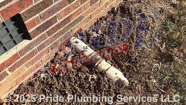 Pride Plumbing was called out for sewage backing up into the home. We uncovered the outside main sewer septic drain line, cut a hole in it, and used a water pressure device to clear the blockage. We inserted a camera into the drain line to verify that the blockage had cleared and to determine the condition of the drain line (it found a root intrusion). We then covered the hole we cut in the line with a new Fernco coupling, tested for leaks, and covered up the drain line. We also provided a cost estimate to dig down outside the home's foundation to access the outside main sewer septic drain line, cut into the line, install a new two-way PVC cleanout, and cover the hole after installation. We’ll then test the new piping for leaks and working order and if no issues are found, backfill the area we dug out.