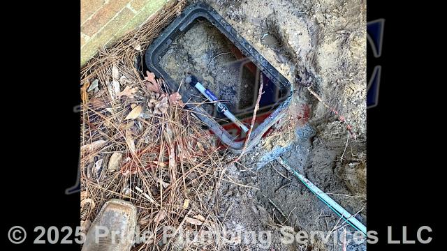 Pride Plumbing came out and: 1) trenched a ditch from an existing water meter to the house to expose and remove the outside main water supply line; 2) installed a new 1-inch black roll and PEX outside main water supply line from the water meter to the house along with installing tracer wire; 3) connected the new water line to an existing water line connection under the house and installed a ball valve main water cut off in the crawlspace; 4) installed a new pressure reducing valve (PRV), ball water shutoff valve, and check valve at the water meter in the meter box; 5) tested the new water line for leaks and working order; and 6) backfilled and tamped the ditch after the work was completed and approved by Moore County’s Inspection Department.