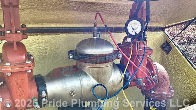 Pride Plumbing came out to inspect and test a Zurn Wilkins 375AST reduced pressure zone (RPZ) backflow assembly. We inspected and tested the backflow, and it passed. Pride Plumbing then filed the appropriate certification paperwork with BSI and Forsyth County.